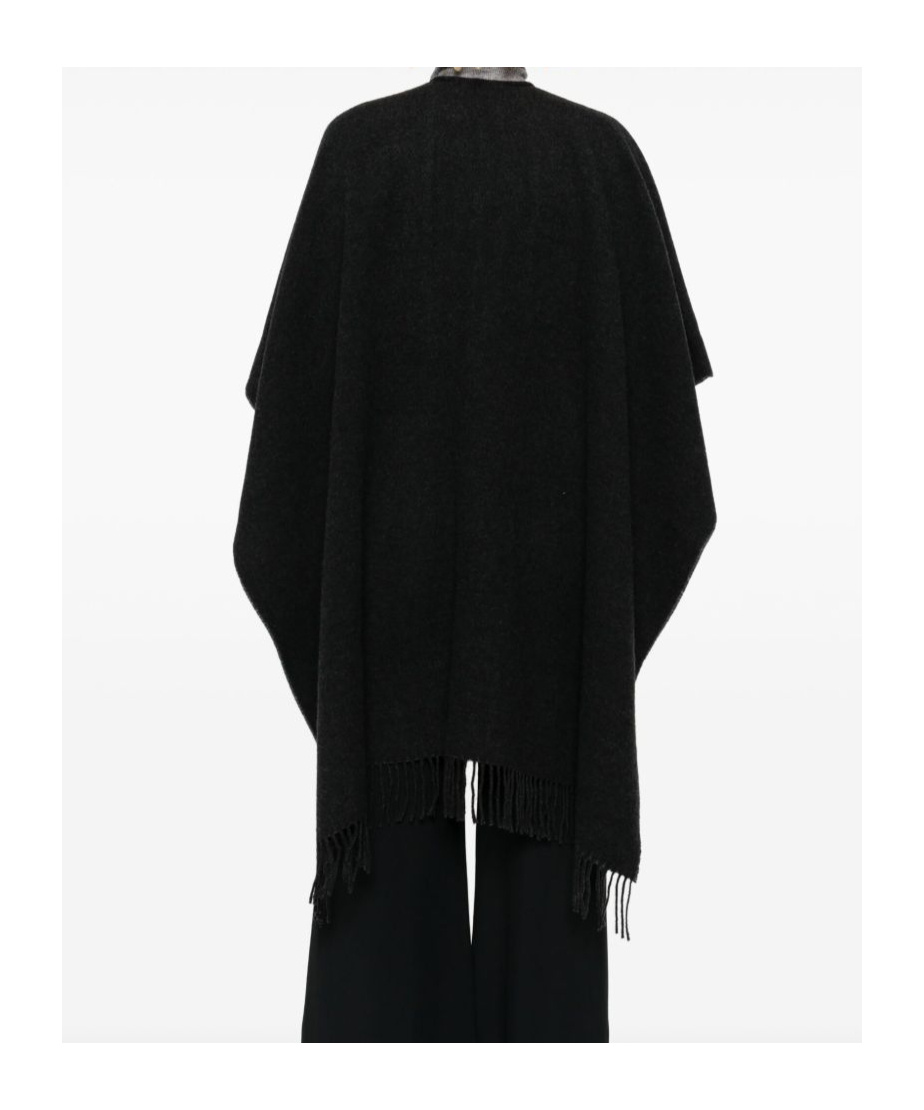 Fabiana Filippi Fringed V-neck Poncho In Black