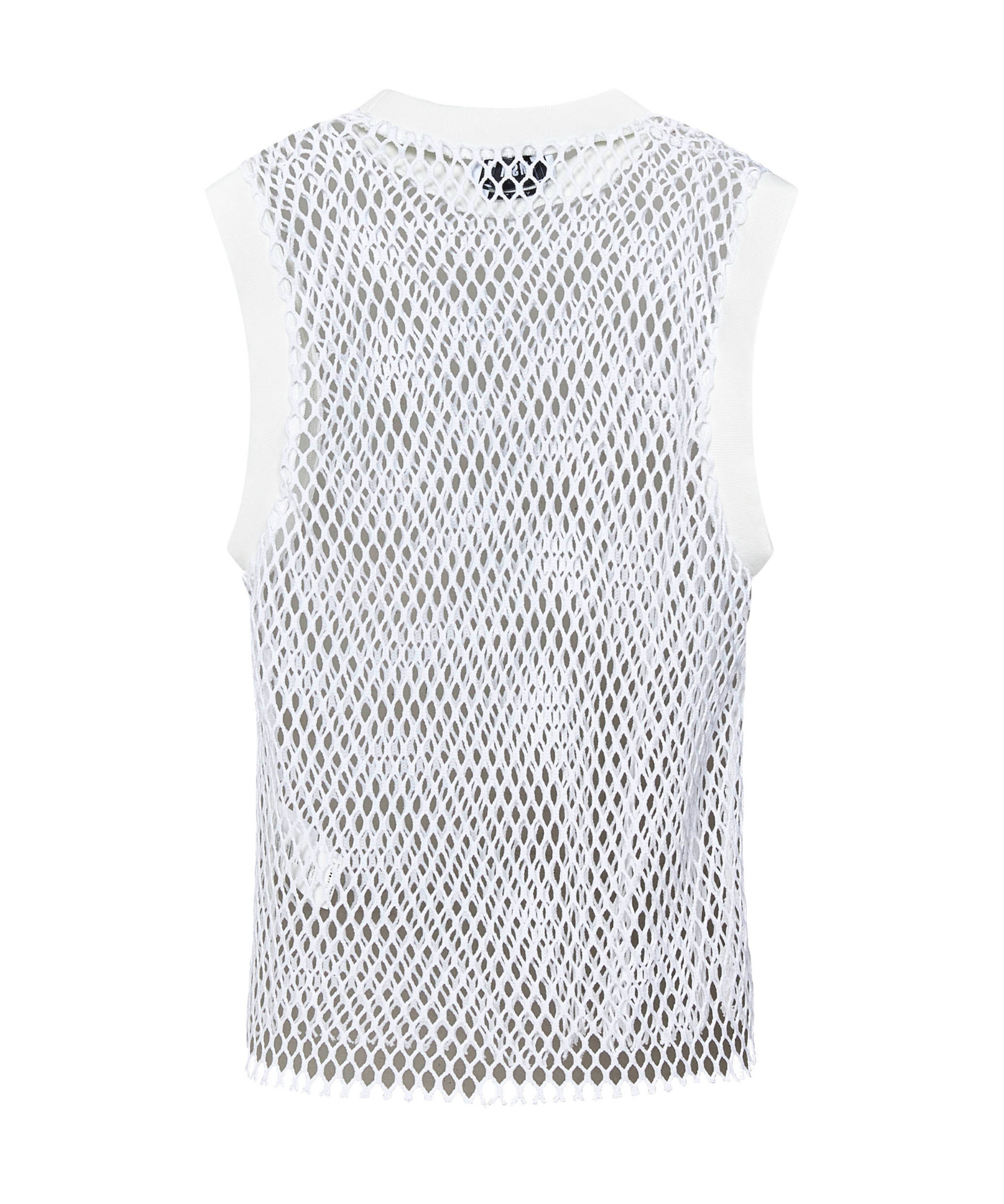 Msgm Net Knit Tank Top With Raw-cut Hem