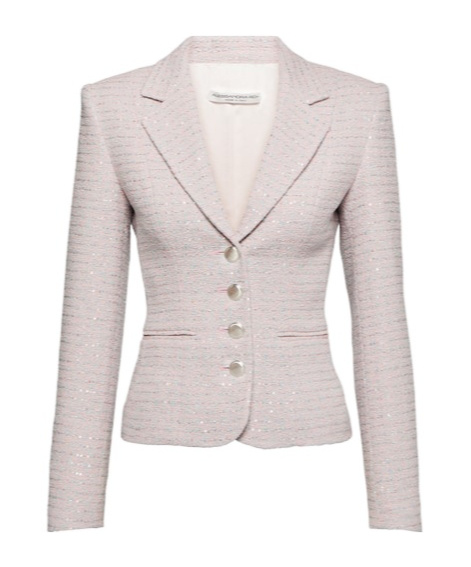 Alessandra Rich Sequined Single-breasted Tweed Blazer In Gray