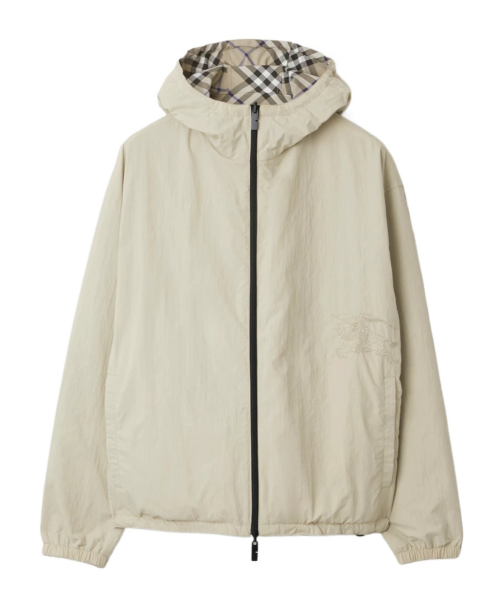 Burberry Cropped Reversible Check Jacket In Gray