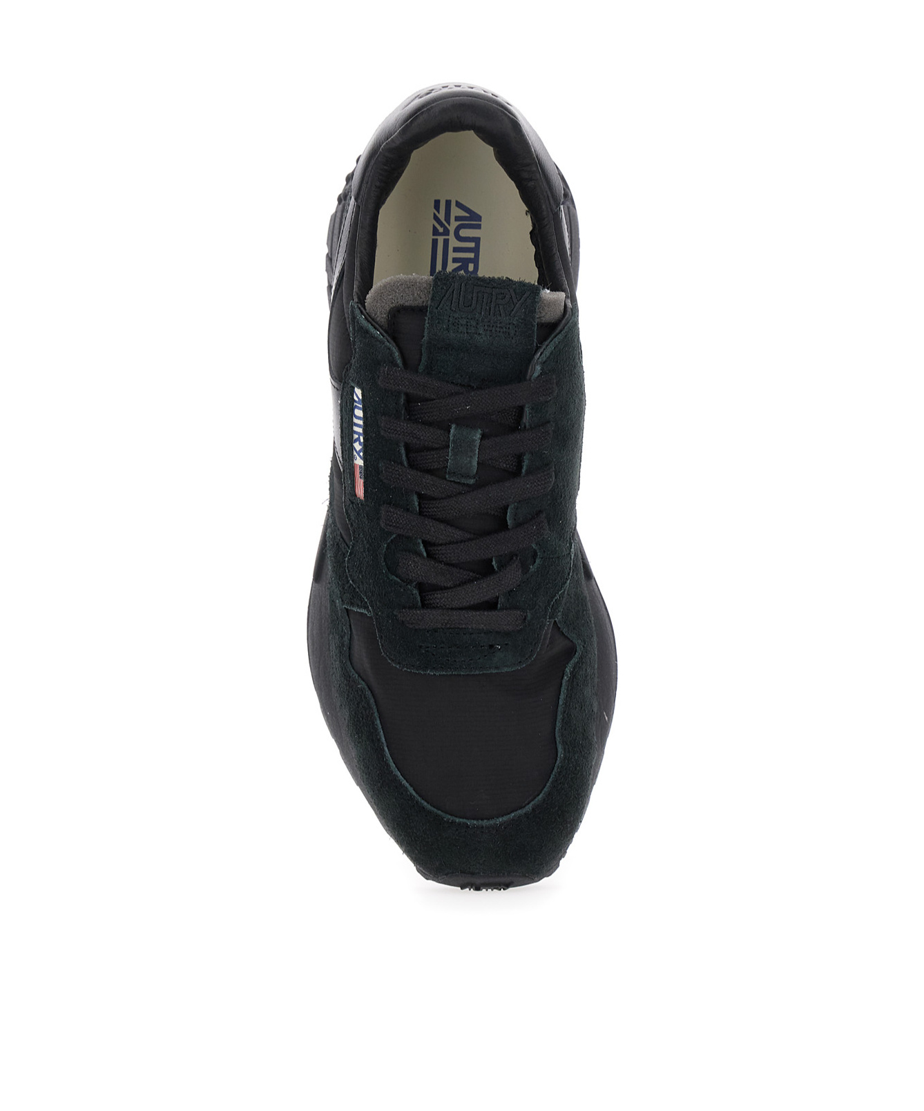 Autry Reelwind Black Low Top Sneakers With Logo Patch Ontongue And Side In Suede Man