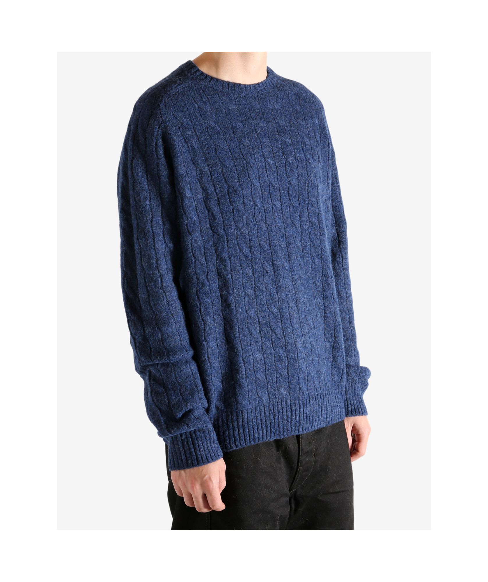 Polo Ralph Lauren Original Label Long Sleeve Saddle Crewneck Sweater In Blue