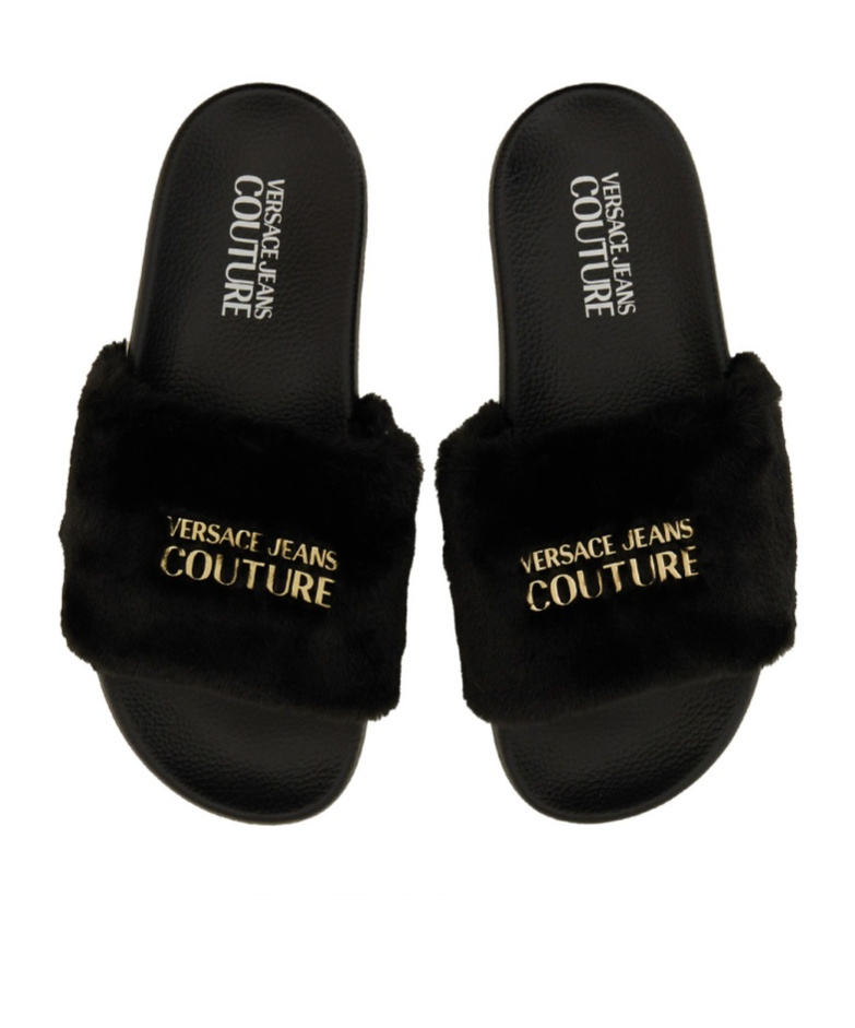 Versace Jeans Open-toed Slippers In Black