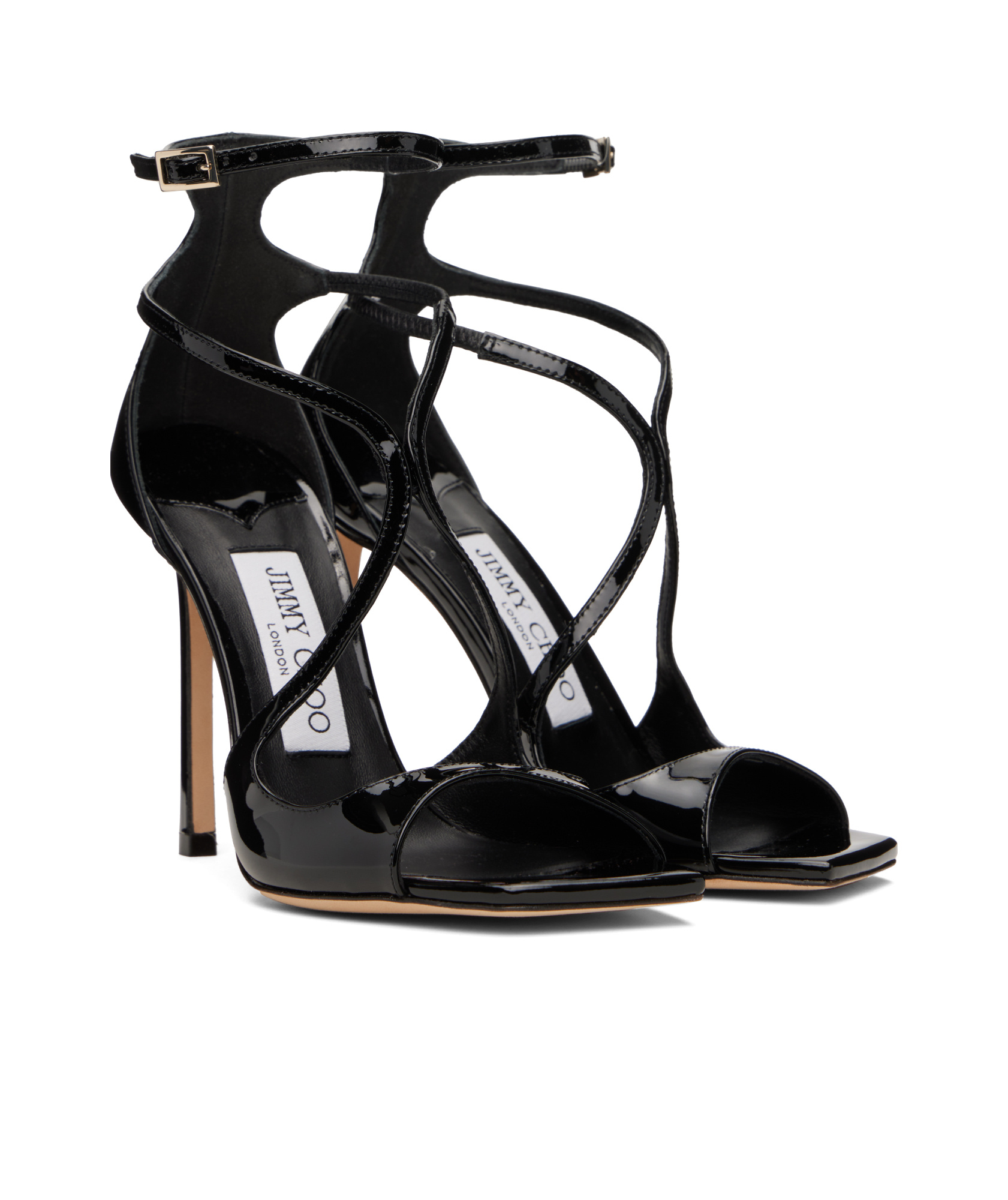 Jimmy Choo Womens Black Azia 110 Strappy Patent Leather Sandals In Black