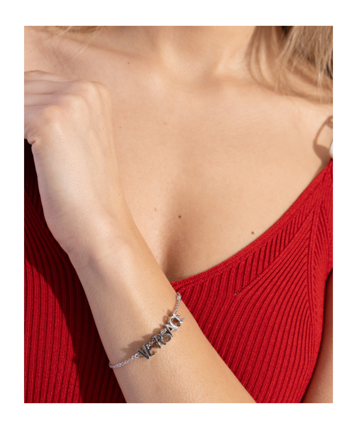 Versace Logo-lettering Bracelet In White
