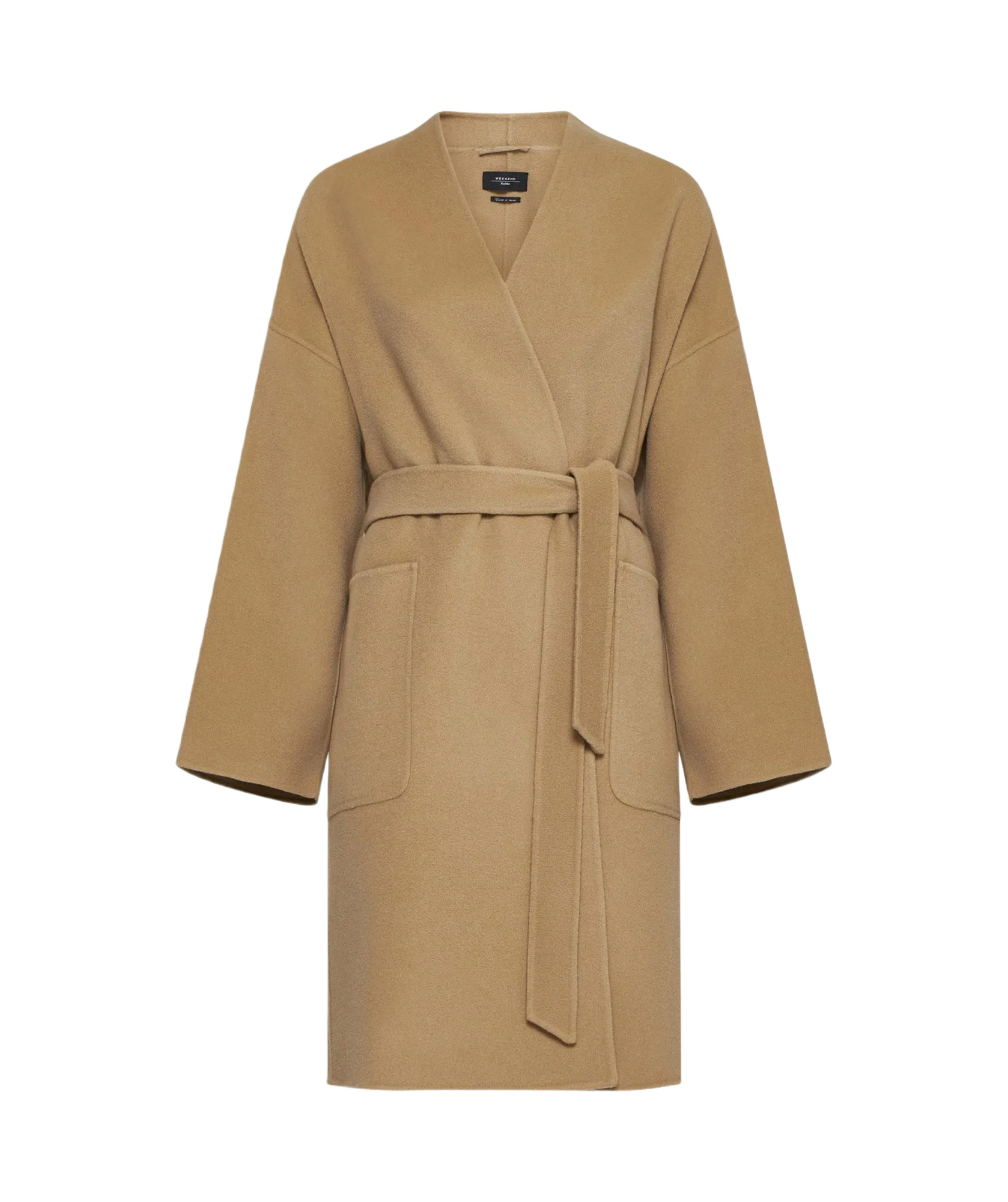 Weekend Max Mara Eris Belted Wool Coat In Brown