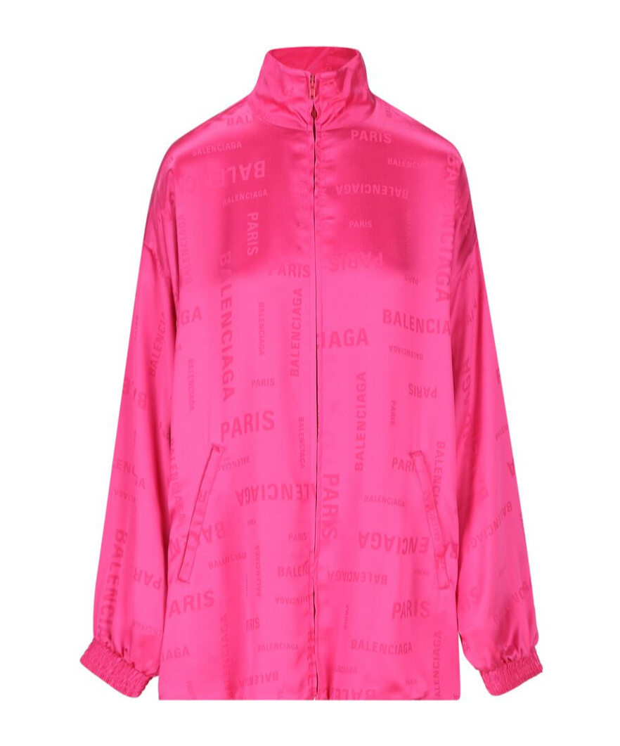 Balenciaga Logo-embroidered Oversized Jacket In Pink