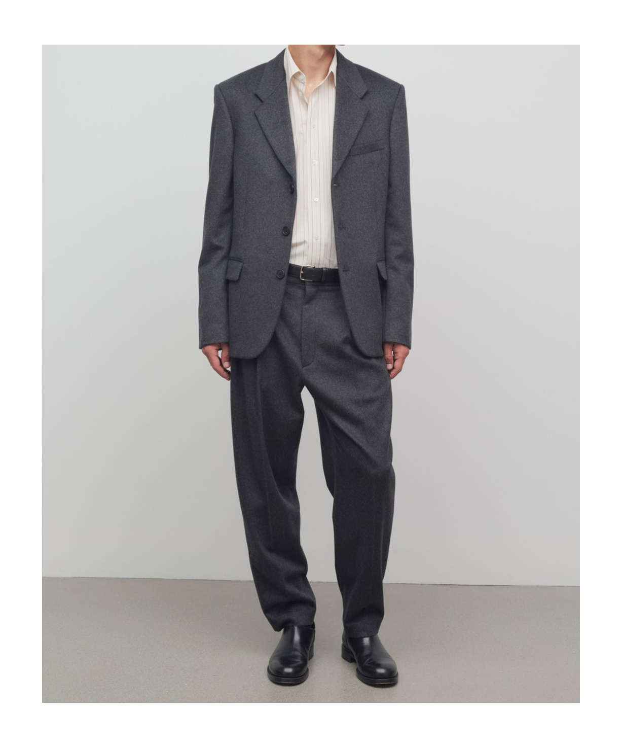 The Row Elastic Waist Casual Pants In Charcoal-grey