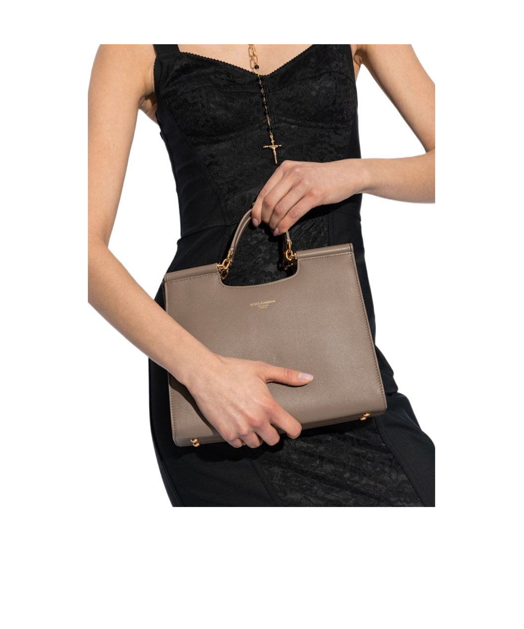 Dolce & Gabbana Zippered Shoulder Bag In Gray