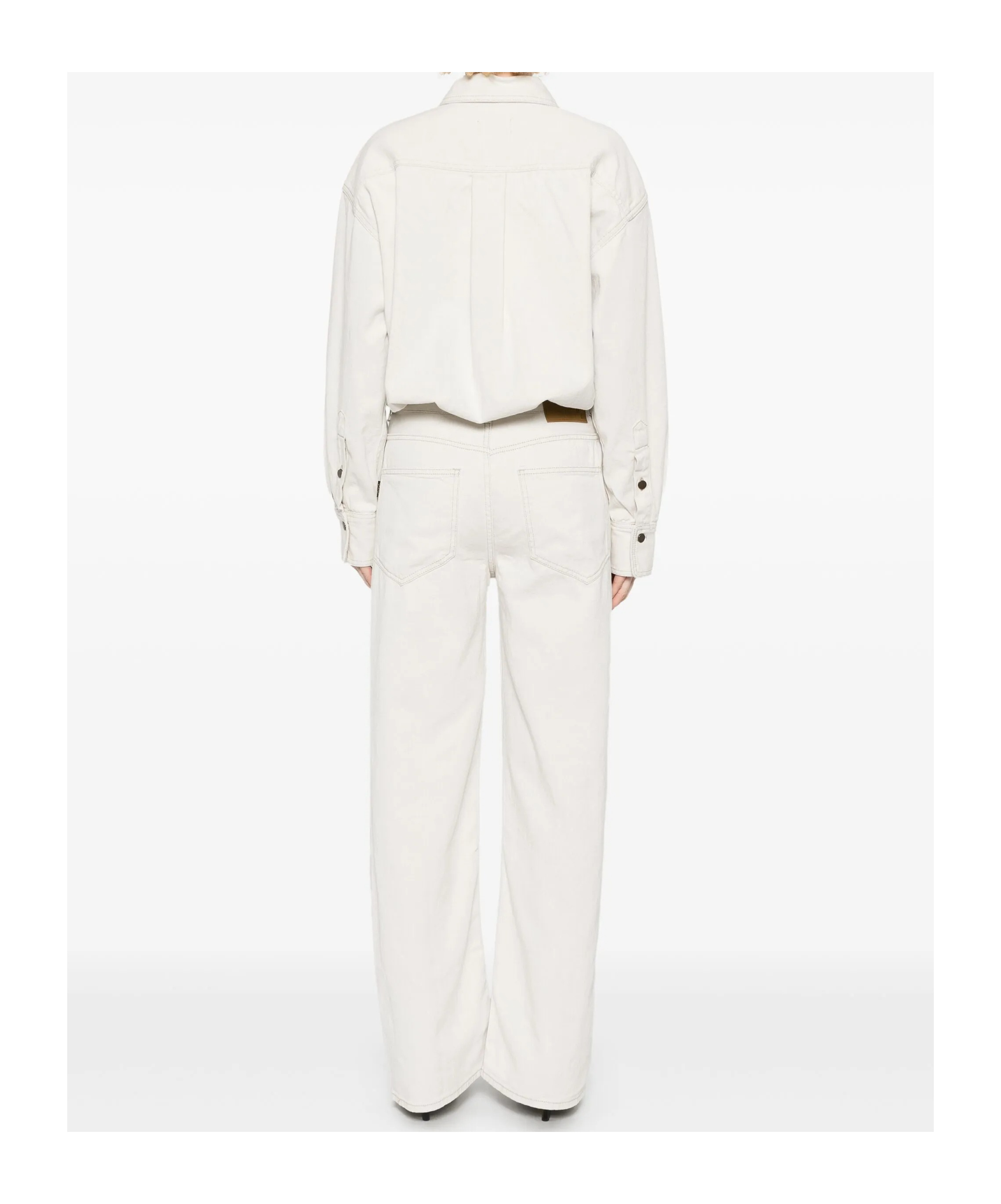 Haikure Long Sleeve Denim Jumpsuit In White