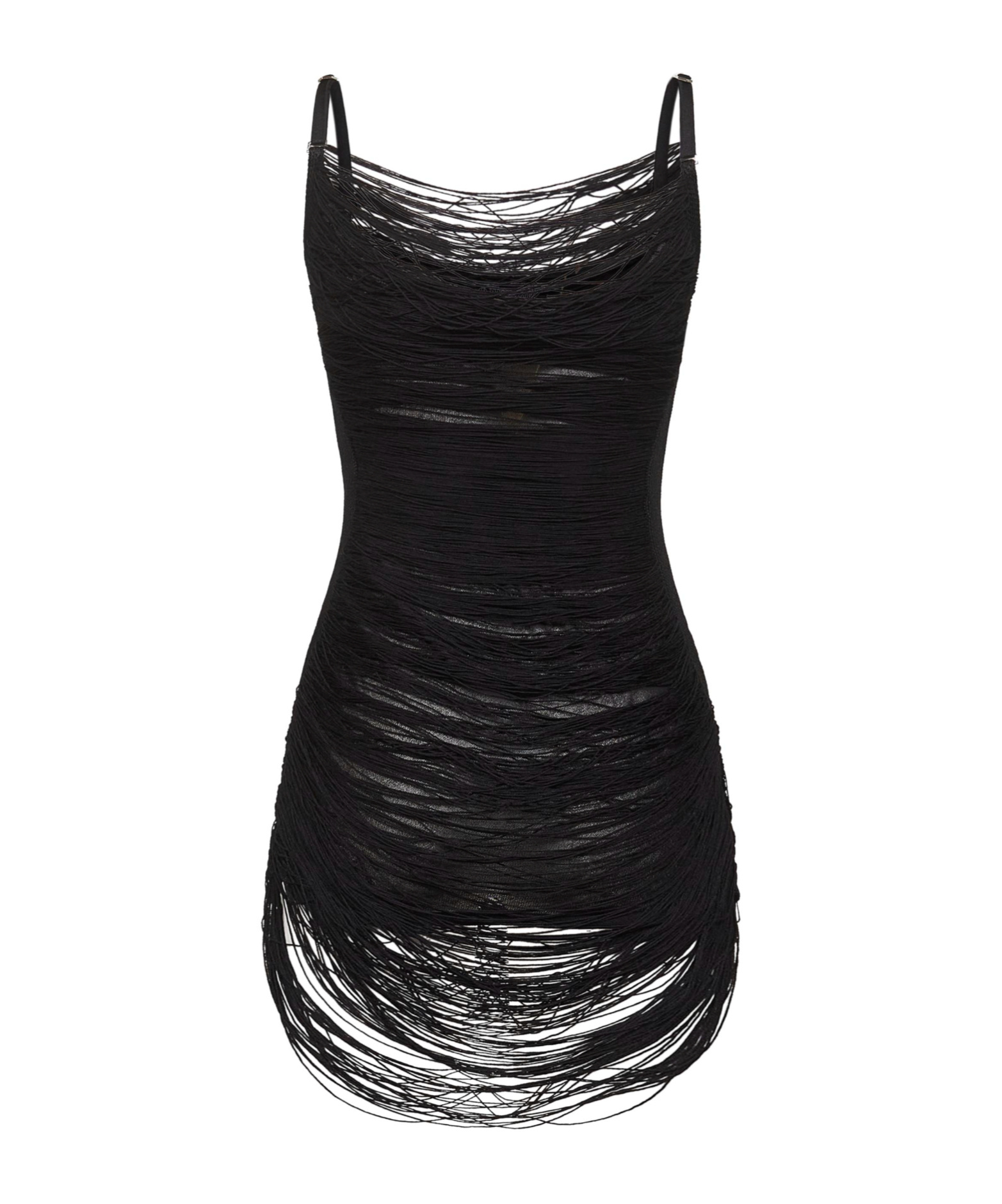 Attico Black Viscose Blend Mini Dress In Black