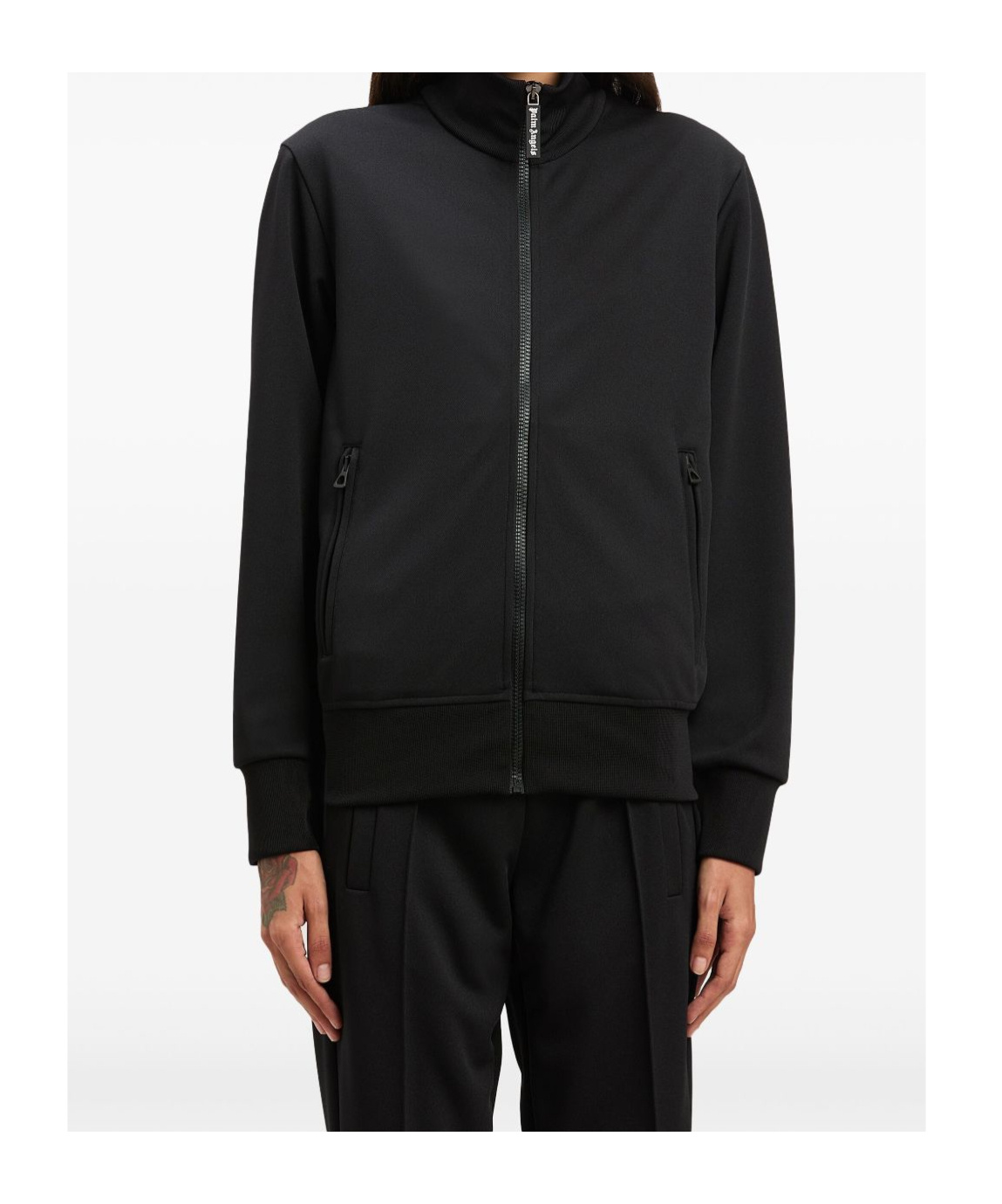 Palm Angels Curved Logo Track Jacket In Black