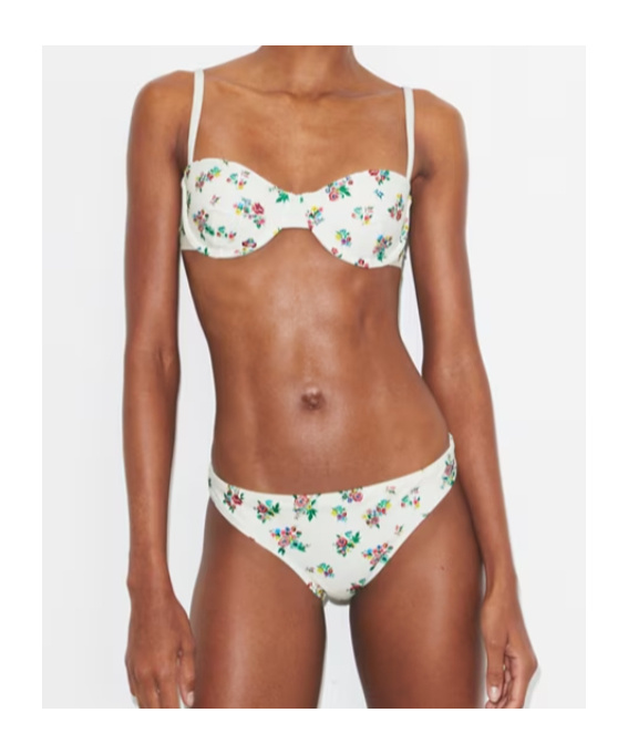 Tory Burch Printed Stretch Nylon Bikini Bottom In Neutral
