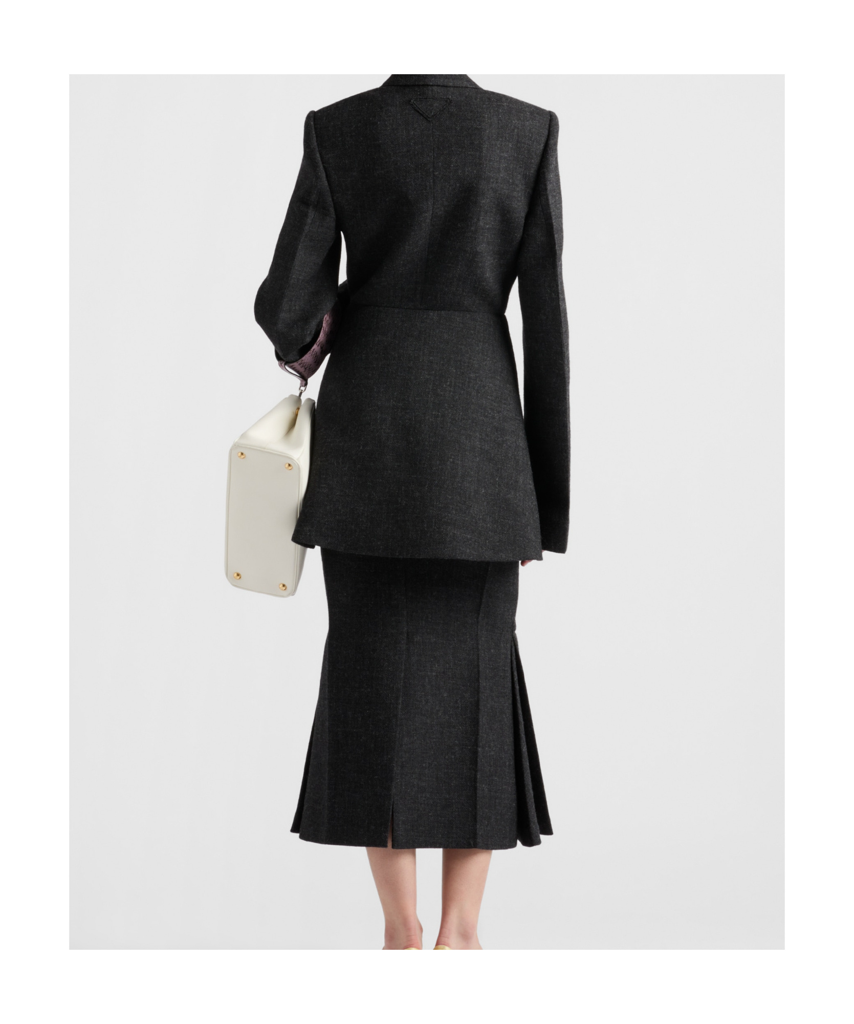 Prada Double-breasted Vintage-look Rush Stitch Jacket In Coal Gray