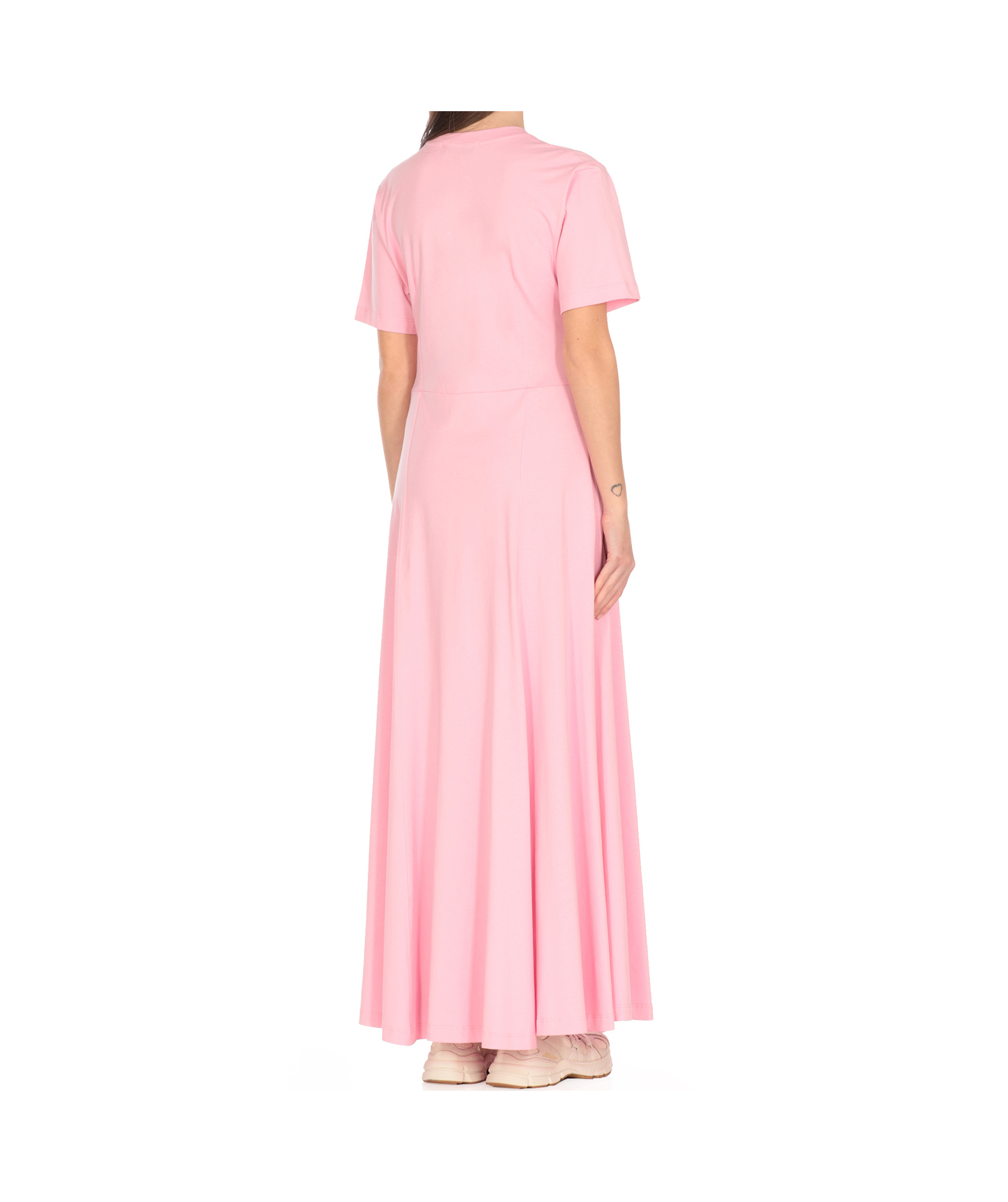 Msgm Logo Embroidered Midi Dress In Pink