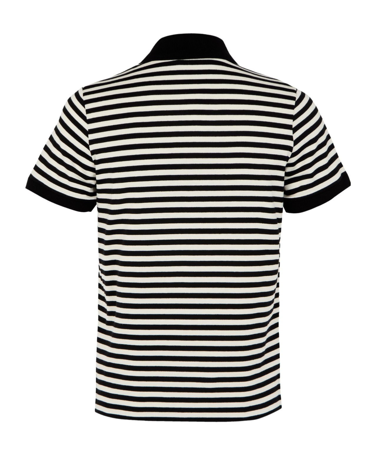Moncler Striped Polo Shirt In Black/white