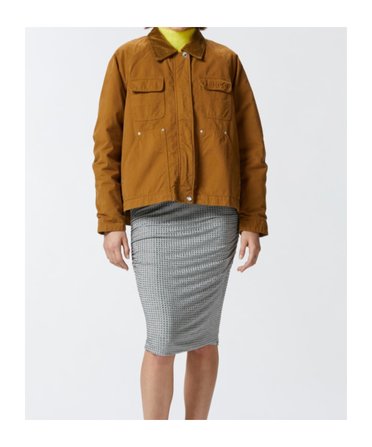 Pinko Pea Jacket With Corduroy Collar In Brown