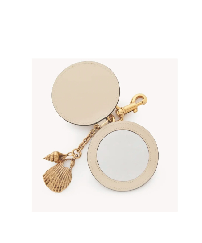 Chloé Mirror Key Ring With Shell In Nude