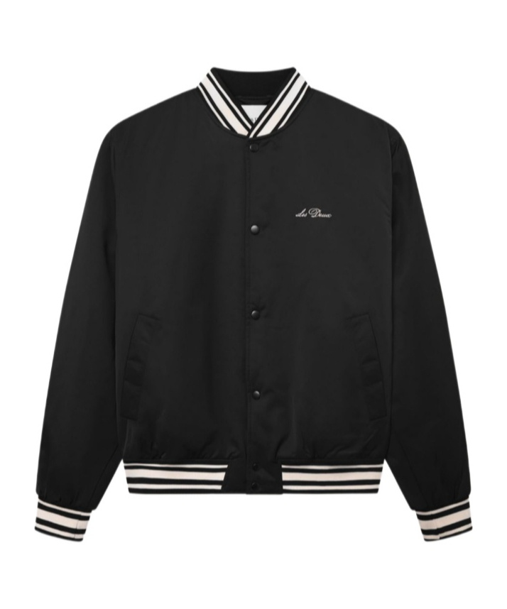 Les Deux Embroidered Satin Bomber Jacket In Black