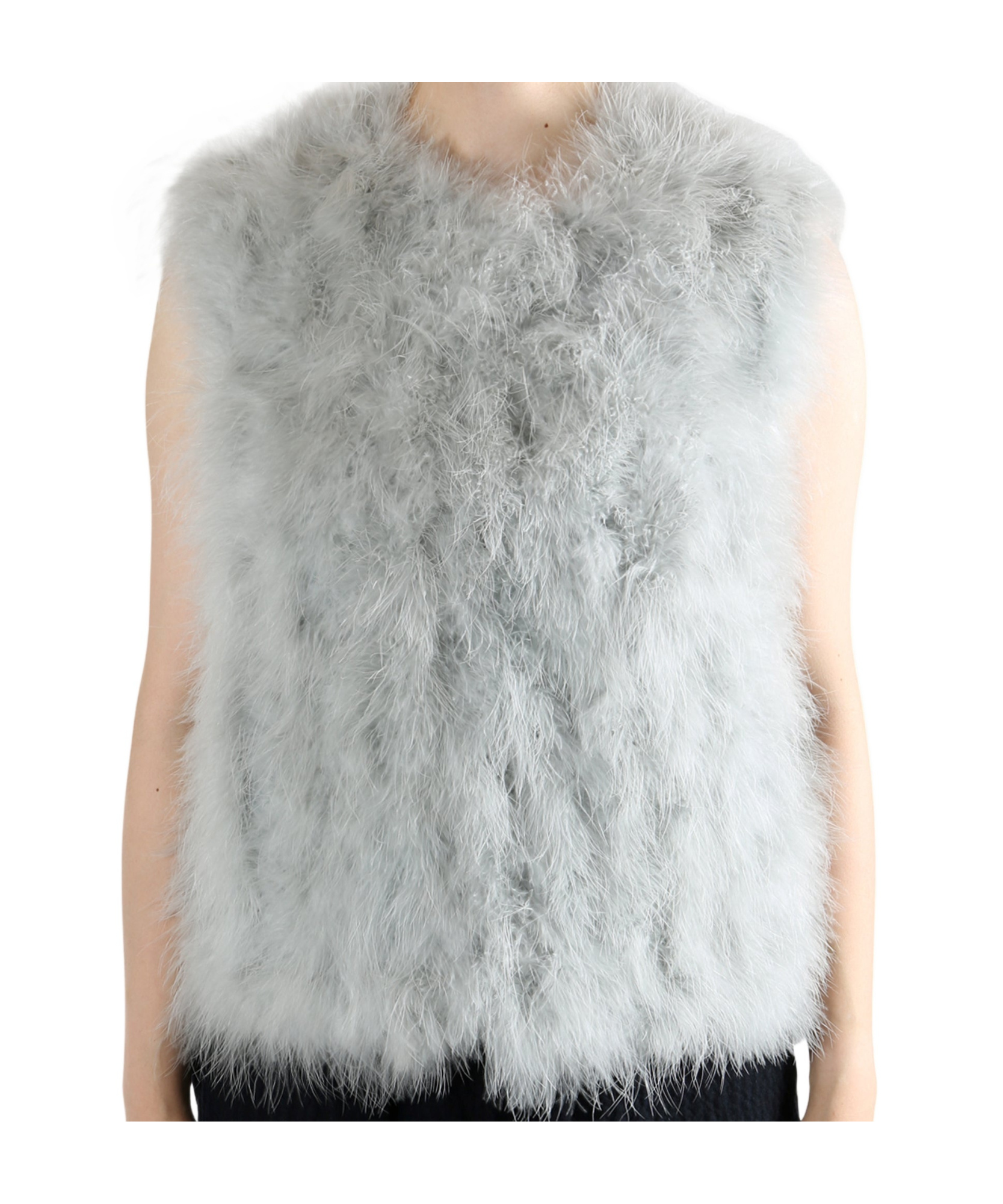 Yves Salomon Feather Vest In Gray