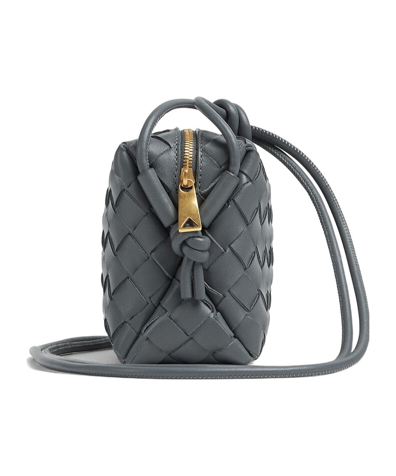 Bottega Veneta Mini Intrecciato Crossbody Bag In Gray