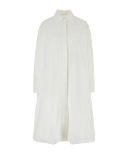 Jil Sander Abito Chemisier In Popeline Bianco Donna In White