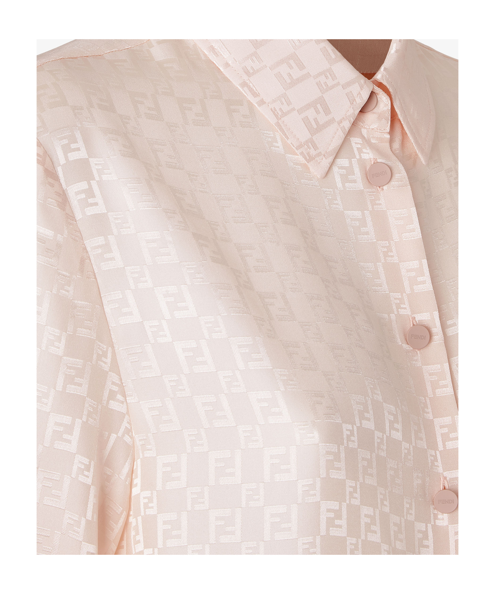 Fendi Monogrammed Long-sleeved Shirt In Nude