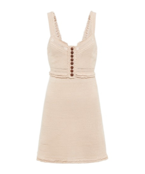 Rabanne Crochet-knit Mini Dress In Beige