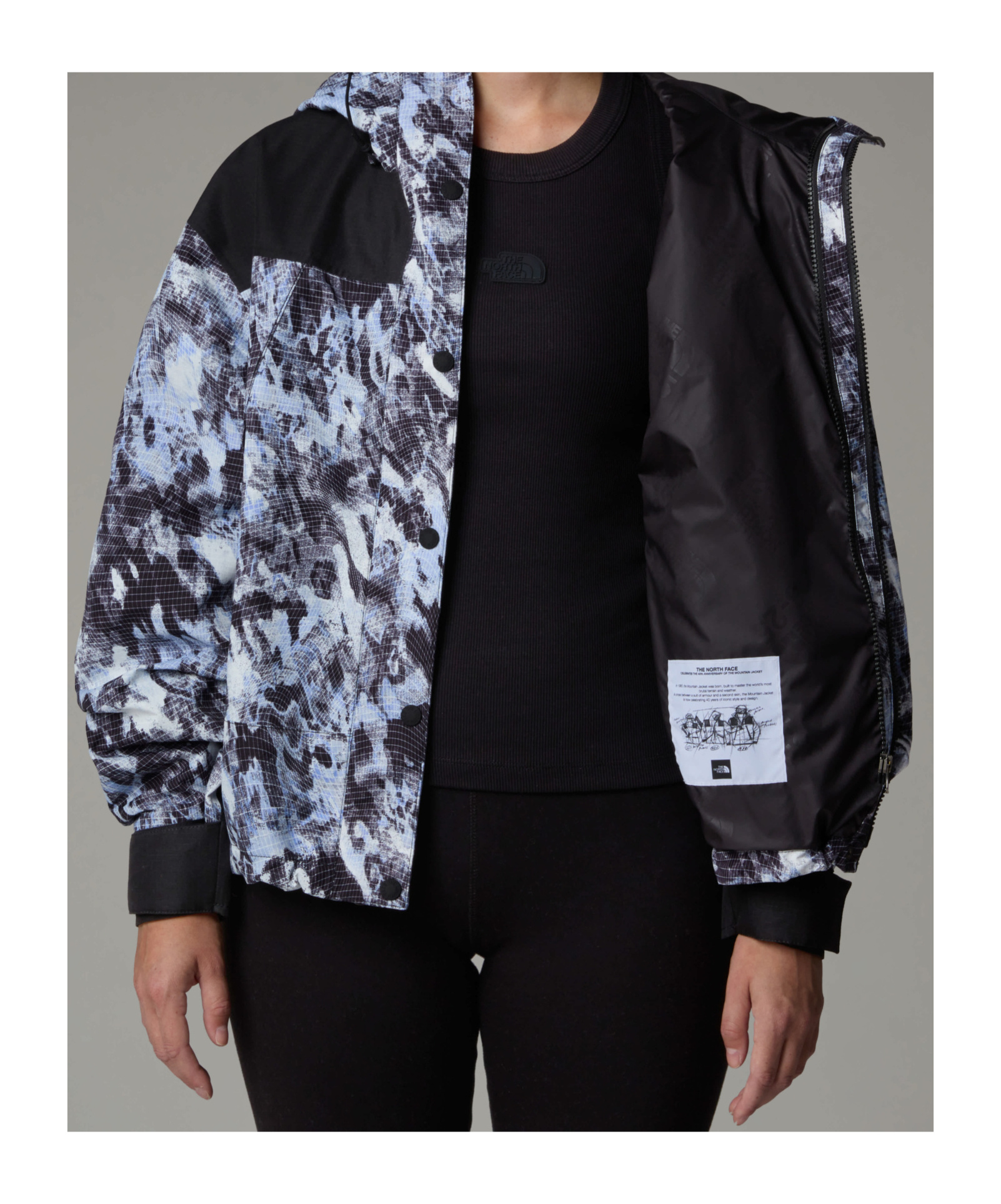 Shop The North Face Dryvent Mono Mountain Jacket In Virtual Blue Track Grid Printing-tnf Black