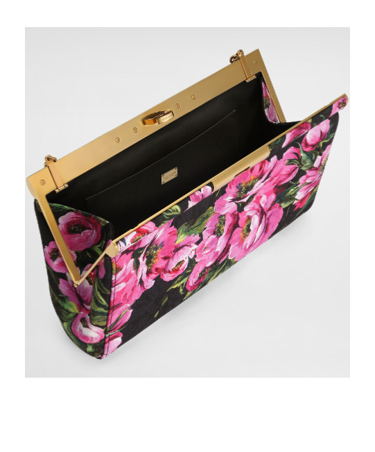 Dolce & Gabbana Marlene Medium Flower-print Clutch Bag In Pink
