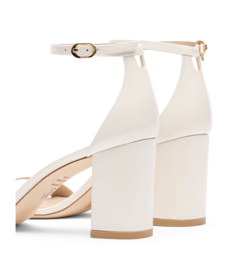 Stuart Weitzman Nudistcurve Metallic Leather Block-heel Sandals In White