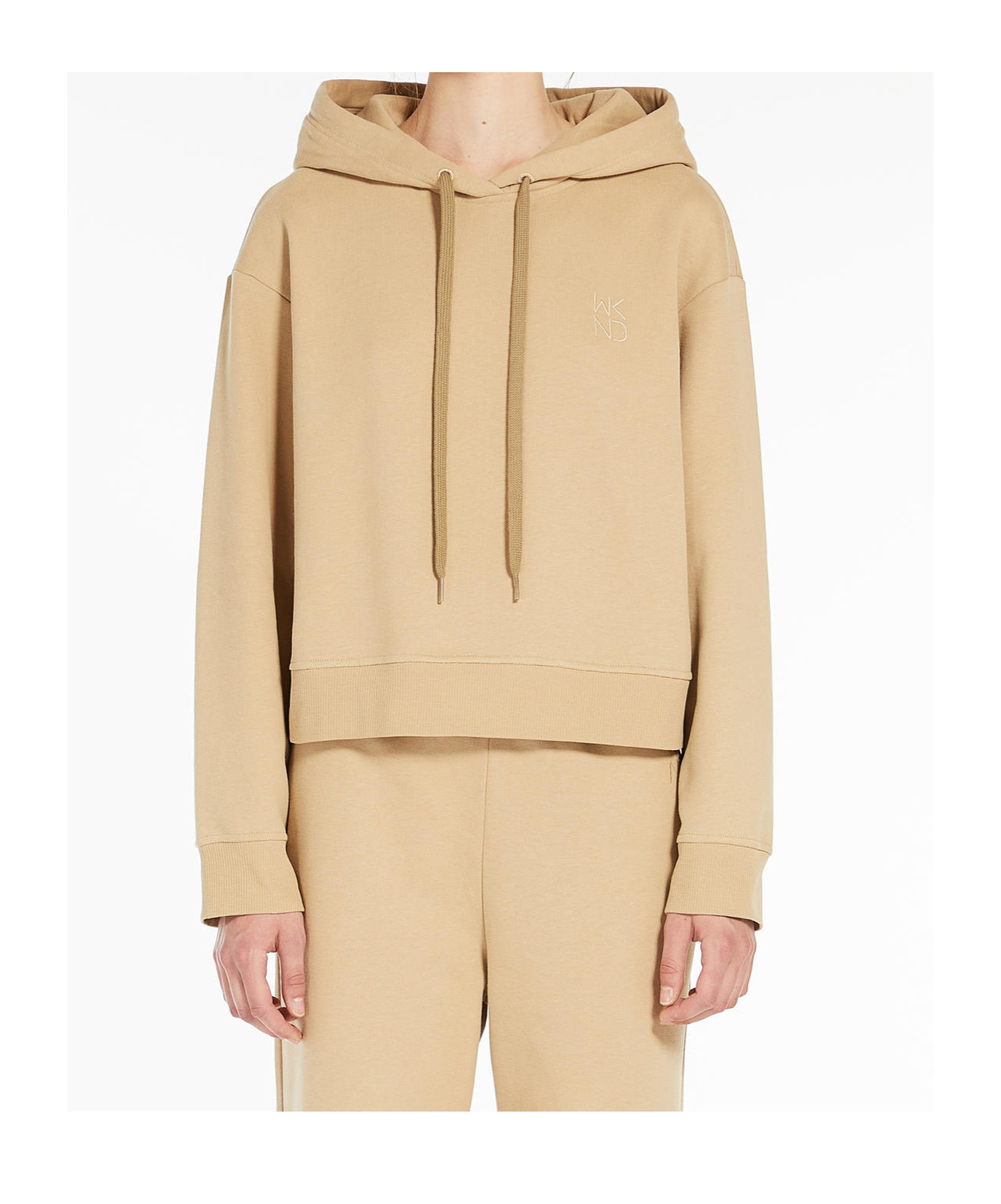 Weekend Max Mara Long-sleeved Hooded Hoodie In Nude