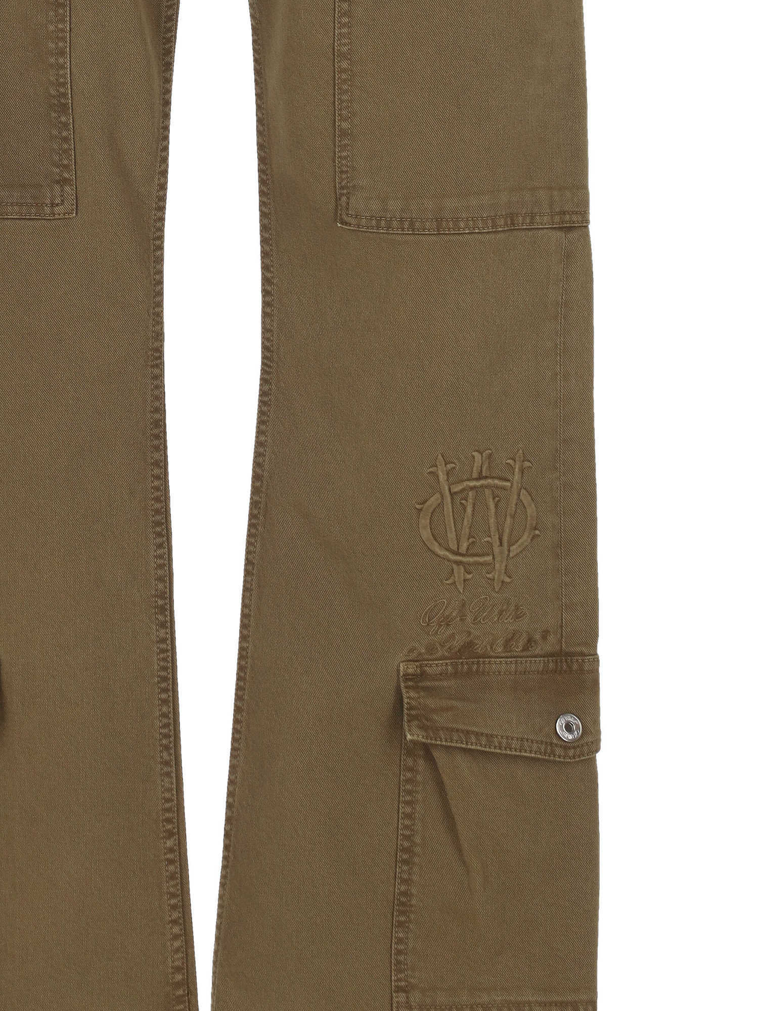 Off-white Logo Embroidered Zip Detailed Trousers In Green