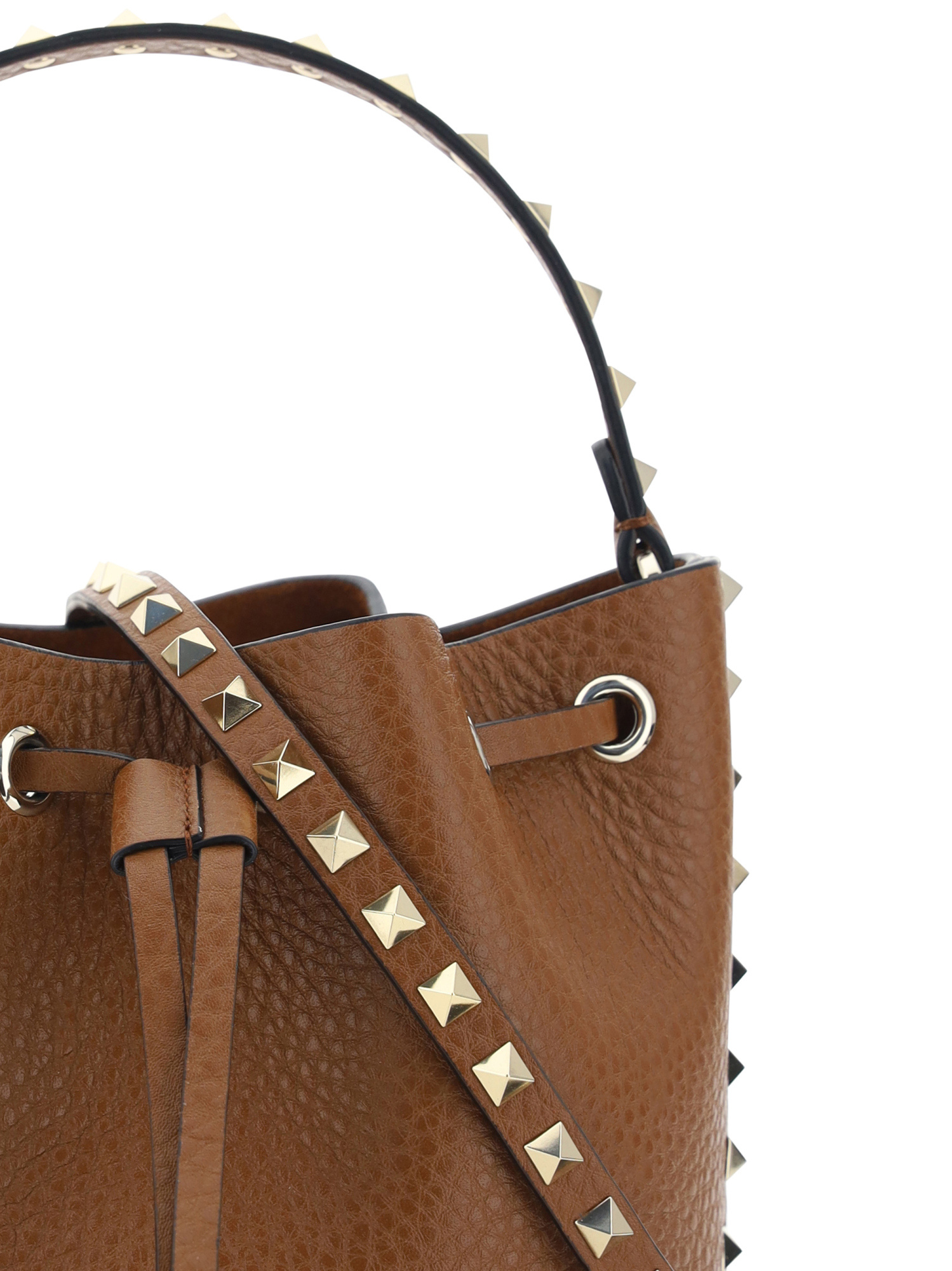 Valentino Rockstud Shoulder Bag In Brown