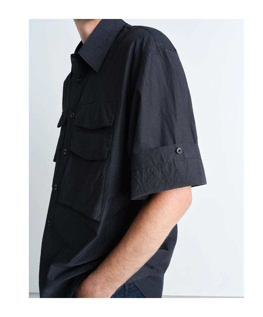 Lemaire Short-sleeved Shirt In Black