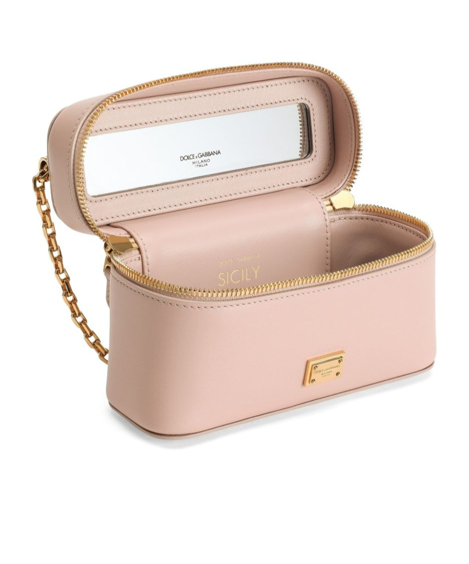 Dolce & Gabbana Schultertasche Sicily Small Aus Leder In Nude