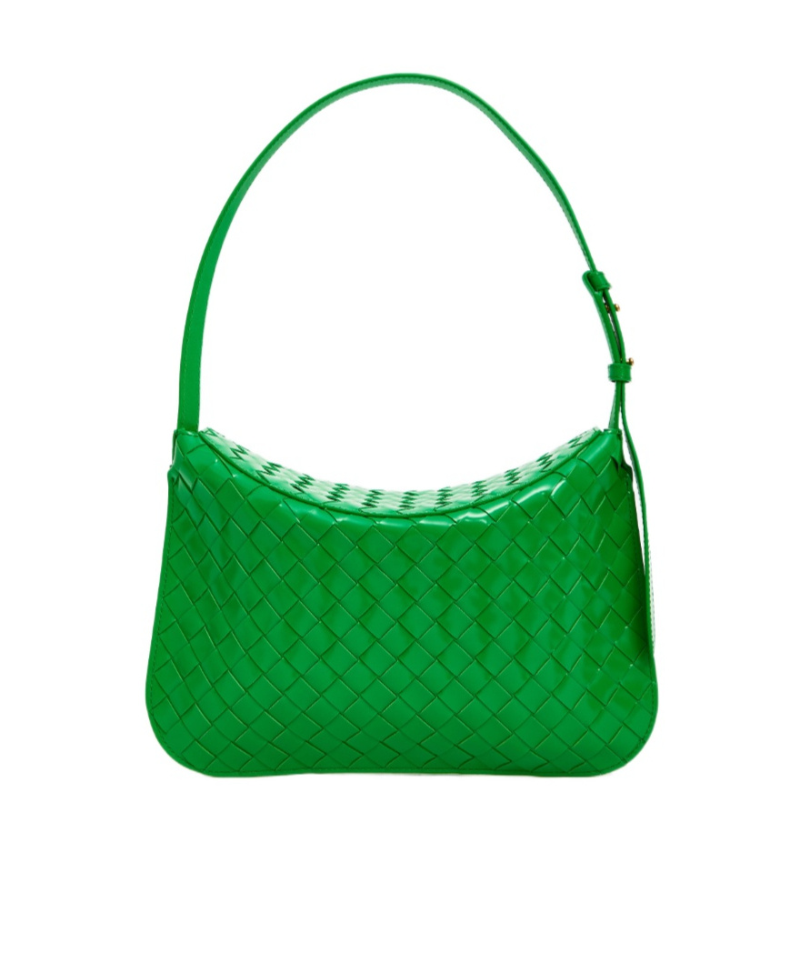 Bottega Veneta Flap Intrecciato Shoulder Bag In Green