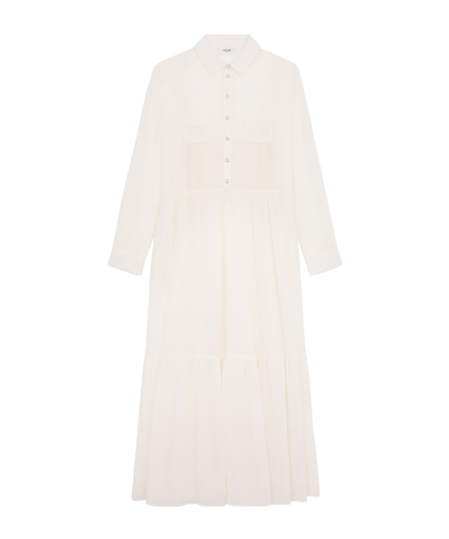 Celine Long Shirt Dress In Cotton Silk Crepon