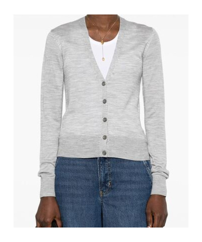 Calvin Klein Long-sleeved Knitted Cardigan In Gray