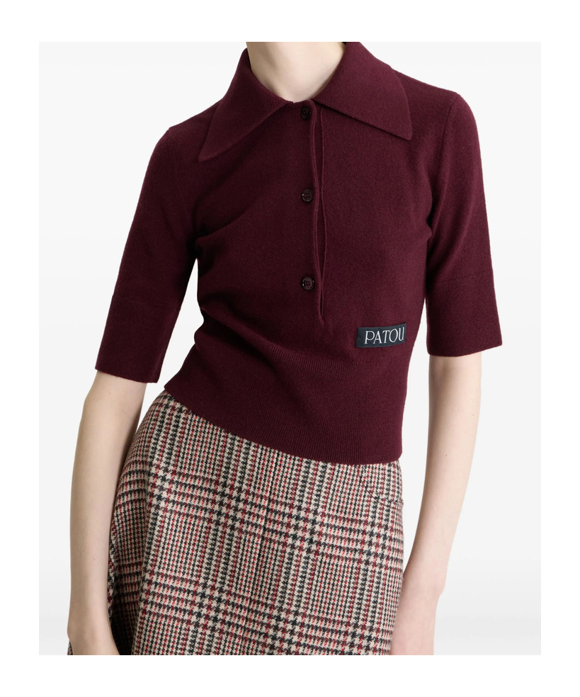 Patou Logo-patch Polo Top In Red