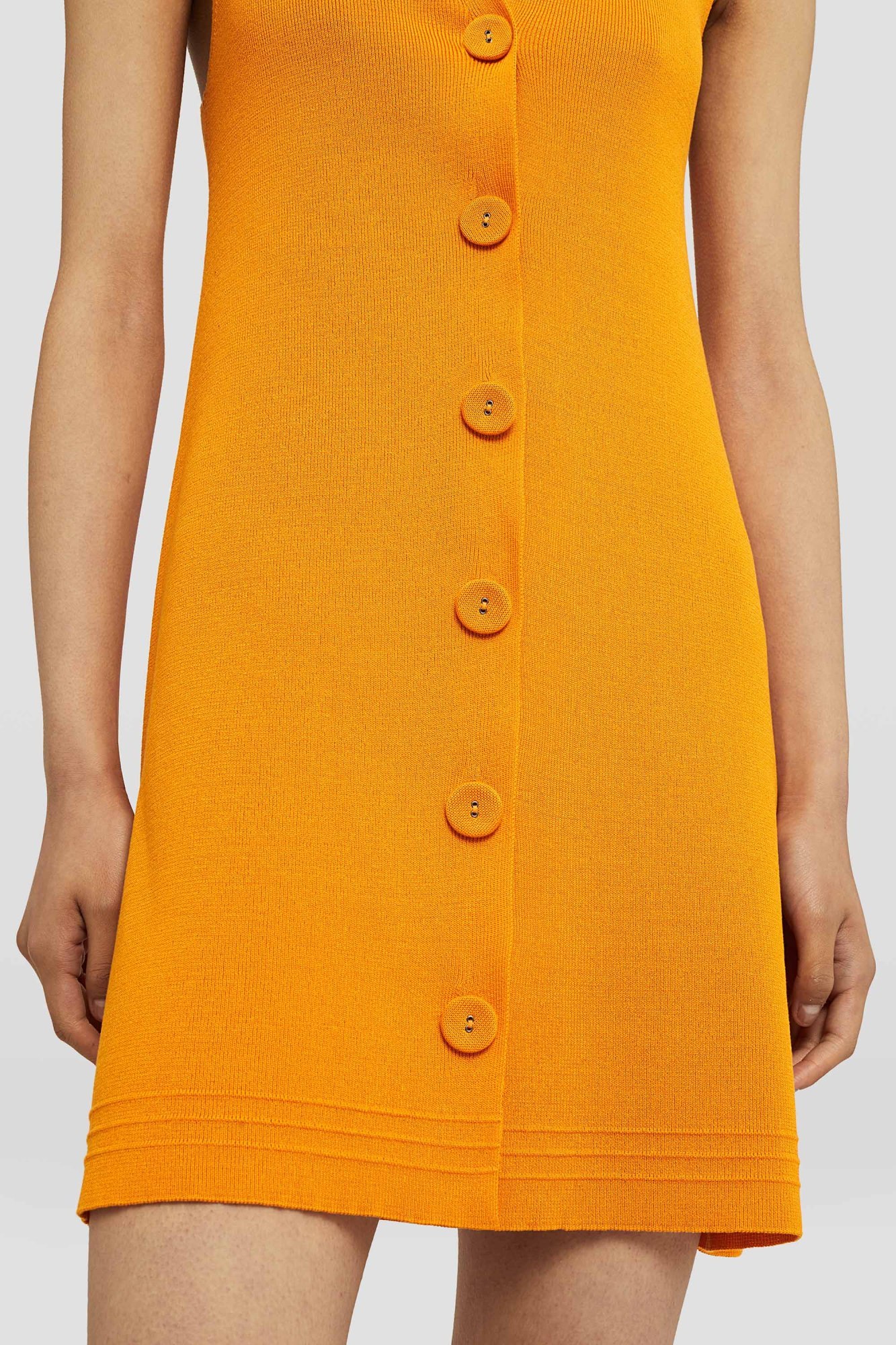 Jil Sander Sleeveless V-neck Ribbed Knit Dress In Orange