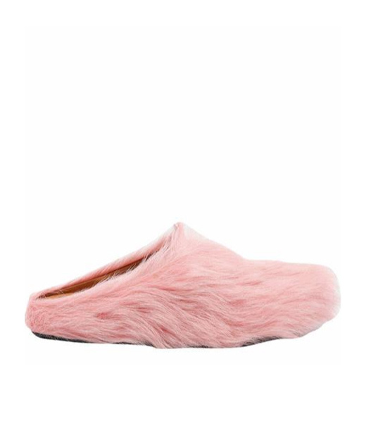 Marni Calf Hair Flat Sole Round Toe Sandals In Pink