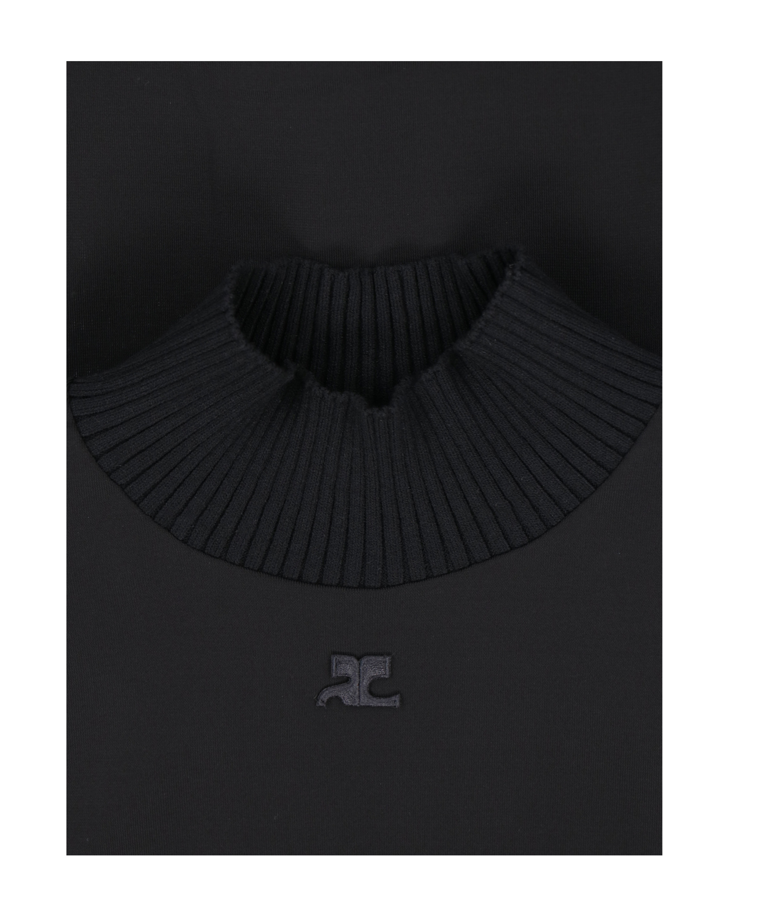 Courrèges Logo Embroidered High Neck Top In Black