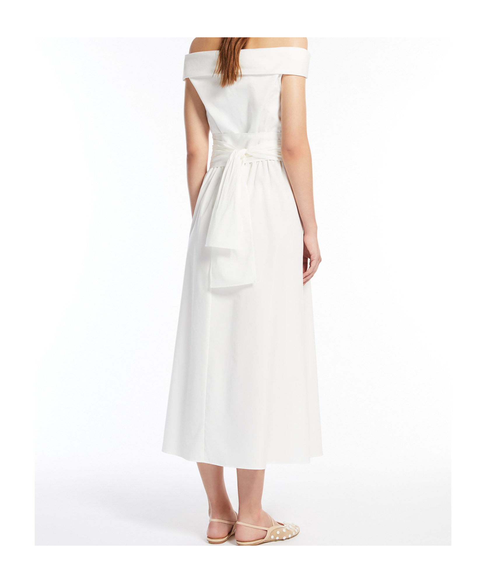 Weekend Max Mara Off-the-shoulder Poplin Dress In White