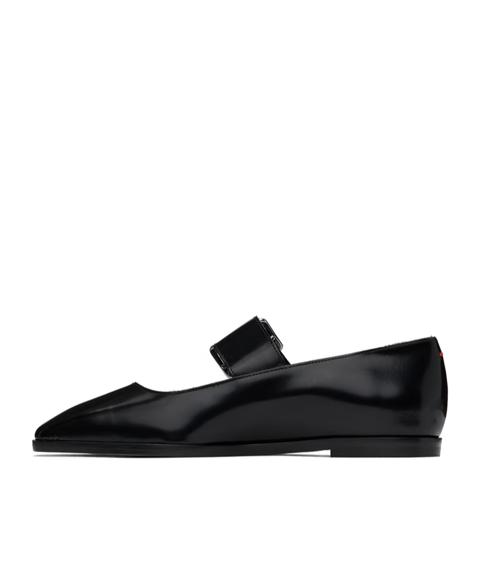 Aeyde Sunny Polido Dancer Lamb Leather Flats In Black