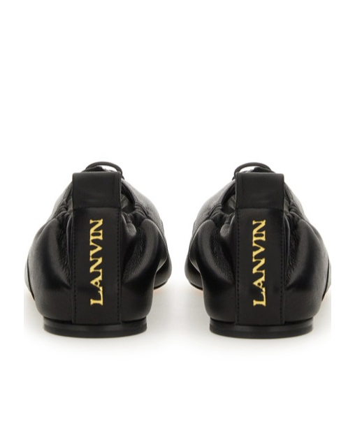 Lanvin Lace-up Leather Slippers In Black