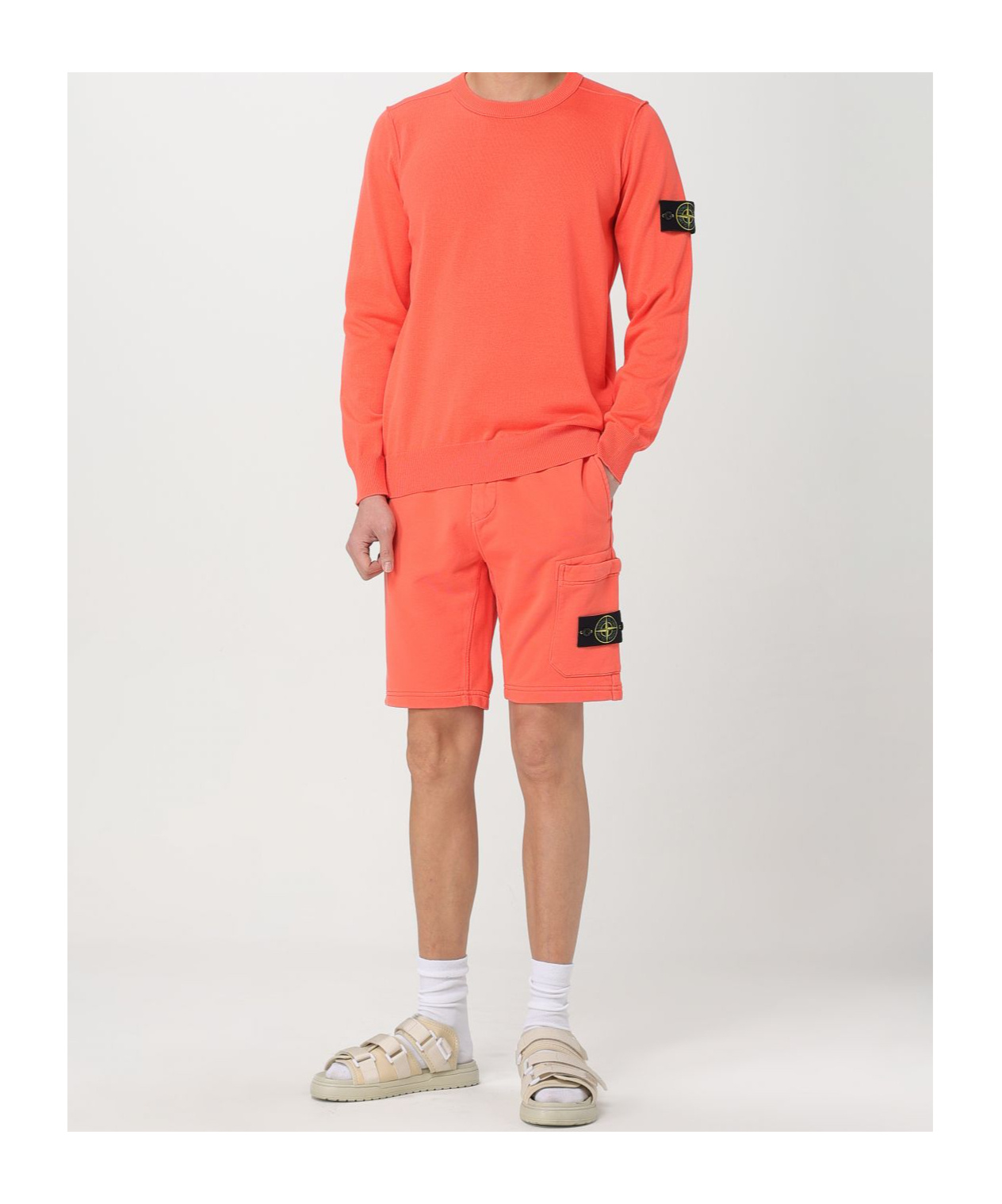 Stone Island Men's Sunset Orange Wool Jumper Sweater In Orange