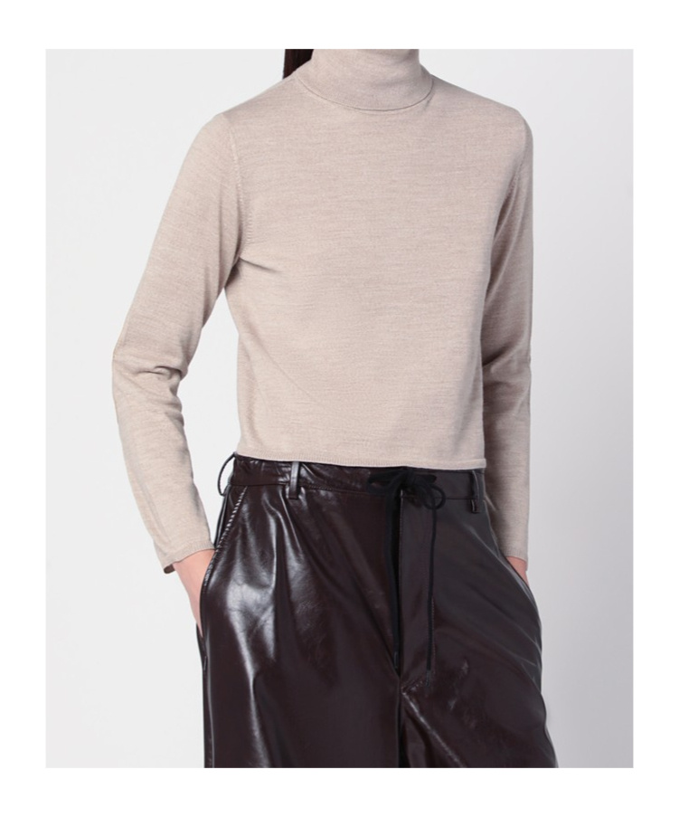 Mm6 Maison Margiela Beige Wool Blend Turtleneck Sweater
