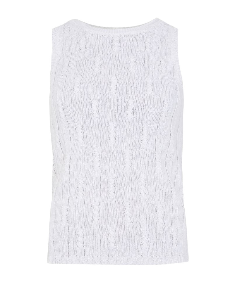 Max Mara Venusia Linen Knitted Tank Top In White