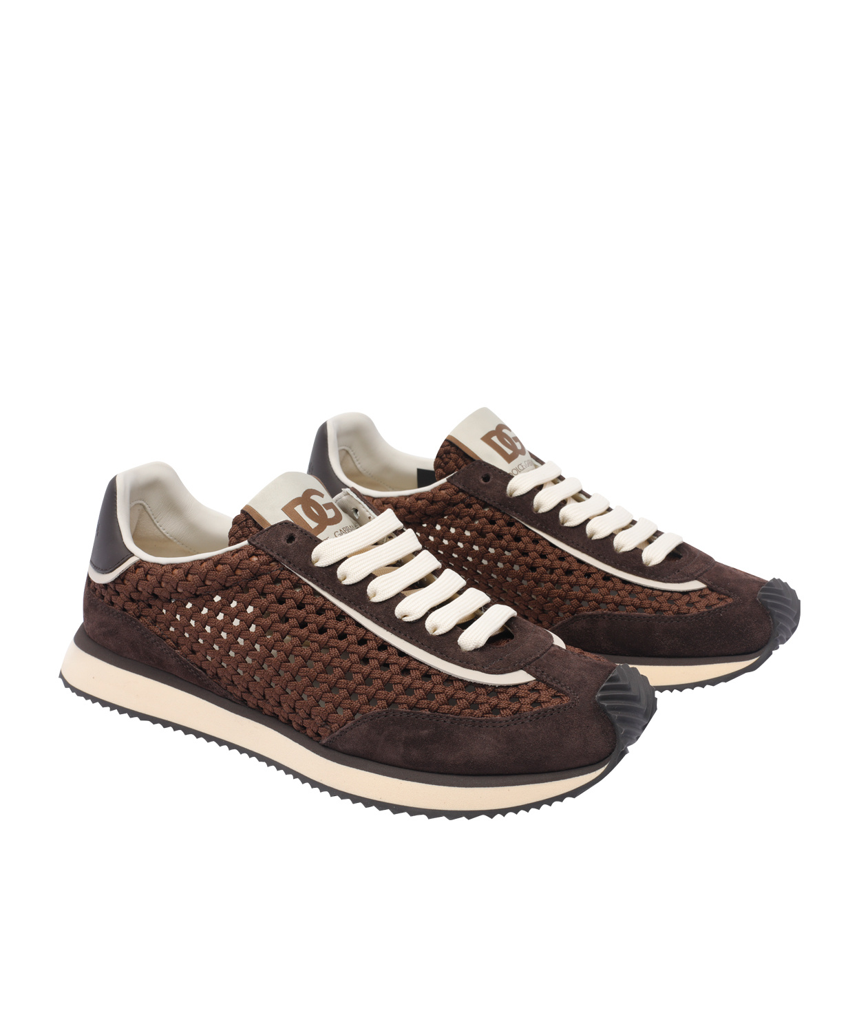 Dolce & Gabbana Mixed-material Dg Cushion Sneakers In Black